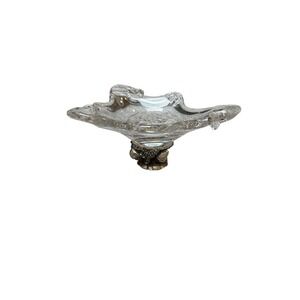 Clear Glass Bowl Dish with Metal Fruit‎ Stand Centerpiece Decorative Unique